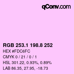 カラーコード: RGB 253.1 198.8 252 | qconv.com