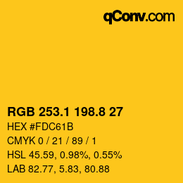 カラーコード: RGB 253.1 198.8 27 | qconv.com