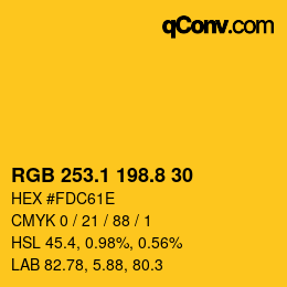 カラーコード: RGB 253.1 198.8 30 | qconv.com