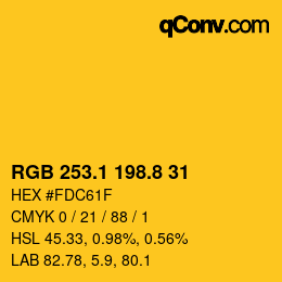 カラーコード: RGB 253.1 198.8 31 | qconv.com