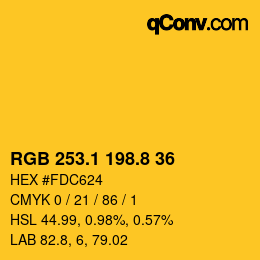 カラーコード: RGB 253.1 198.8 36 | qconv.com