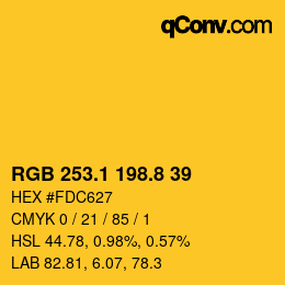 カラーコード: RGB 253.1 198.8 39 | qconv.com