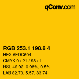 カラーコード: RGB 253.1 198.8 4 | qconv.com