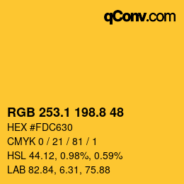 カラーコード: RGB 253.1 198.8 48 | qconv.com