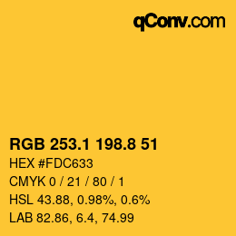 カラーコード: RGB 253.1 198.8 51 | qconv.com