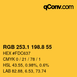 カラーコード: RGB 253.1 198.8 55 | qconv.com