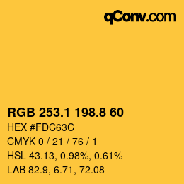 カラーコード: RGB 253.1 198.8 60 | qconv.com
