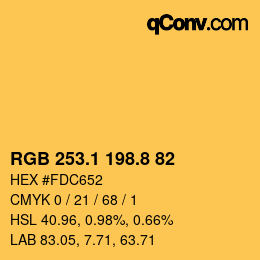カラーコード: RGB 253.1 198.8 82 | qconv.com