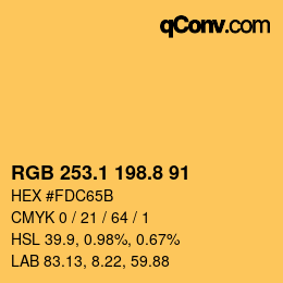 カラーコード: RGB 253.1 198.8 91 | qconv.com