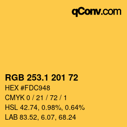 Color code: RGB 253.1 201 72 | qconv.com
