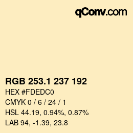 カラーコード: RGB 253.1 237 192 | qconv.com