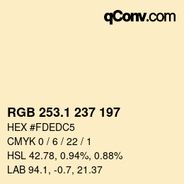 カラーコード: RGB 253.1 237 197 | qconv.com
