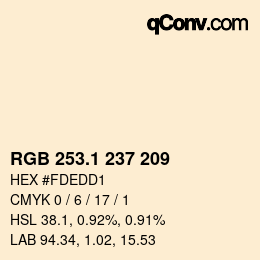 Color code: RGB 253.1 237 209 | qconv.com