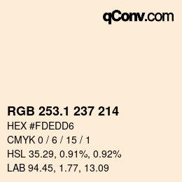 Color code: RGB 253.1 237 214 | qconv.com