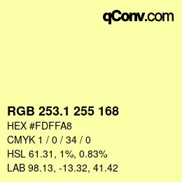 カラーコード: RGB 253.1 255 168 | qconv.com