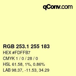 カラーコード: RGB 253.1 255 183 | qconv.com