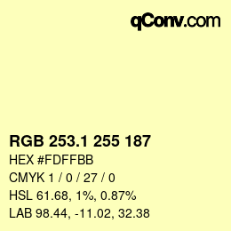 カラーコード: RGB 253.1 255 187 | qconv.com