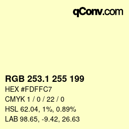 カラーコード: RGB 253.1 255 199 | qconv.com