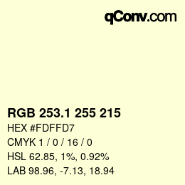 カラーコード: RGB 253.1 255 215 | qconv.com