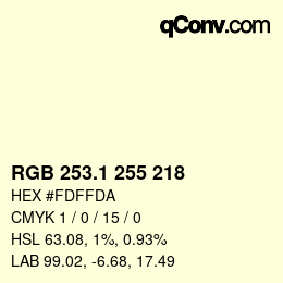 Color code: RGB 253.1 255 218 | qconv.com