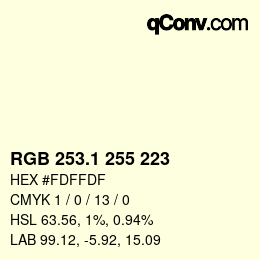 Color code: RGB 253.1 255 223 | qconv.com