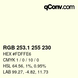 Color code: RGB 253.1 255 230 | qconv.com
