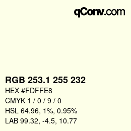 Color code: RGB 253.1 255 232 | qconv.com