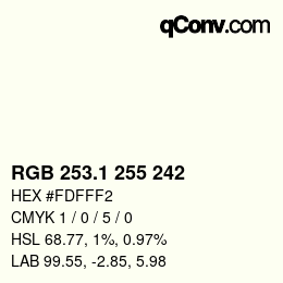 Color code: RGB 253.1 255 242 | qconv.com