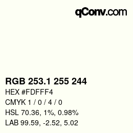 Color code: RGB 253.1 255 244 | qconv.com