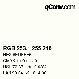 Color code: RGB 253.1 255 246 | qconv.com
