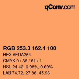 カラーコード: RGB 253.3 162.4 100 | qconv.com