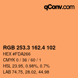 カラーコード: RGB 253.3 162.4 102 | qconv.com