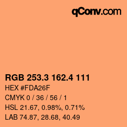 カラーコード: RGB 253.3 162.4 111 | qconv.com