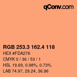 カラーコード: RGB 253.3 162.4 118 | qconv.com