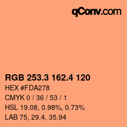 カラーコード: RGB 253.3 162.4 120 | qconv.com