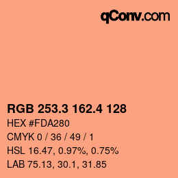 カラーコード: RGB 253.3 162.4 128 | qconv.com