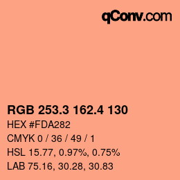 カラーコード: RGB 253.3 162.4 130 | qconv.com