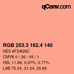 カラーコード: RGB 253.3 162.4 140 | qconv.com