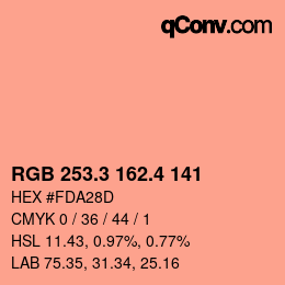 カラーコード: RGB 253.3 162.4 141 | qconv.com