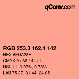 カラーコード: RGB 253.3 162.4 142 | qconv.com