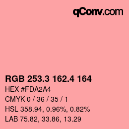 カラーコード: RGB 253.3 162.4 164 | qconv.com