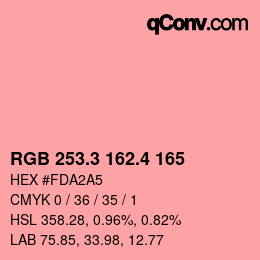 カラーコード: RGB 253.3 162.4 165 | qconv.com