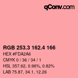 カラーコード: RGB 253.3 162.4 166 | qconv.com
