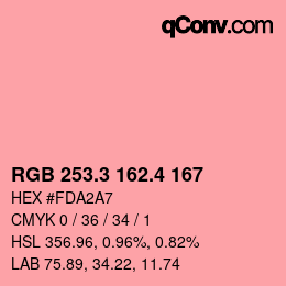 カラーコード: RGB 253.3 162.4 167 | qconv.com
