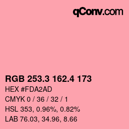 カラーコード: RGB 253.3 162.4 173 | qconv.com