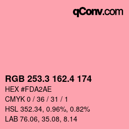 カラーコード: RGB 253.3 162.4 174 | qconv.com