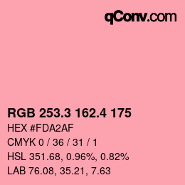 カラーコード: RGB 253.3 162.4 175 | qconv.com