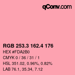 カラーコード: RGB 253.3 162.4 176 | qconv.com
