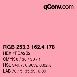 カラーコード: RGB 253.3 162.4 178 | qconv.com