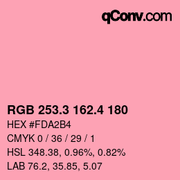 カラーコード: RGB 253.3 162.4 180 | qconv.com